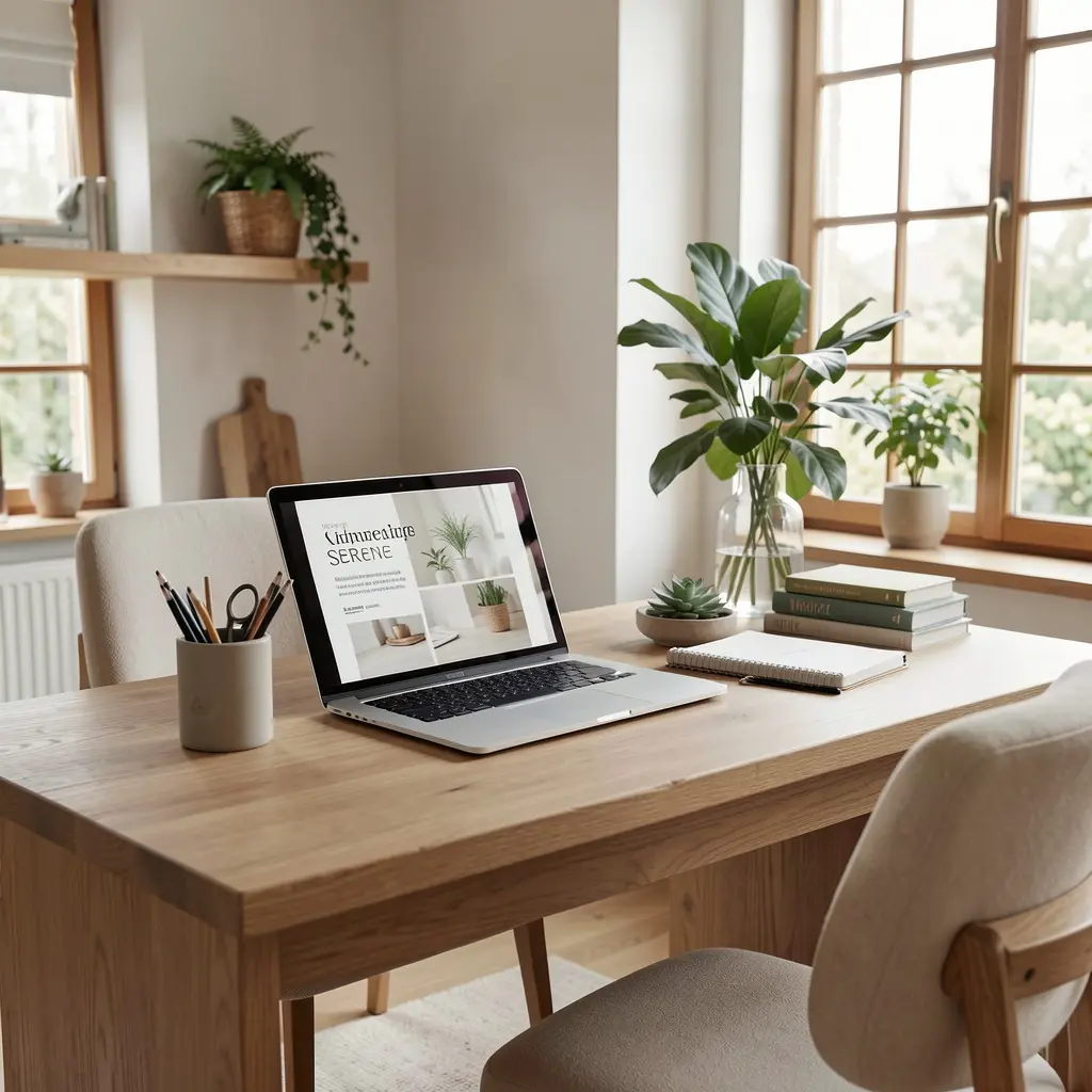 Serene workspace showcasing harmonious design elements