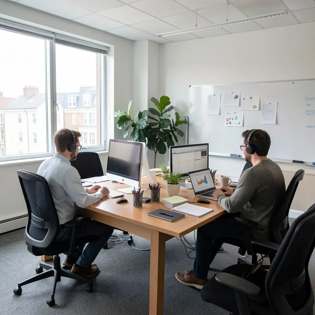Team workspace with natural lighting
